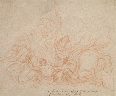 Schizzo per la Conversione di San Paolo per la cupola della Cattedrale di San Paolo (gesso rosso su carta marrone) da James Thornhill